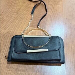 Elegant Black Clutch with Gold Accents